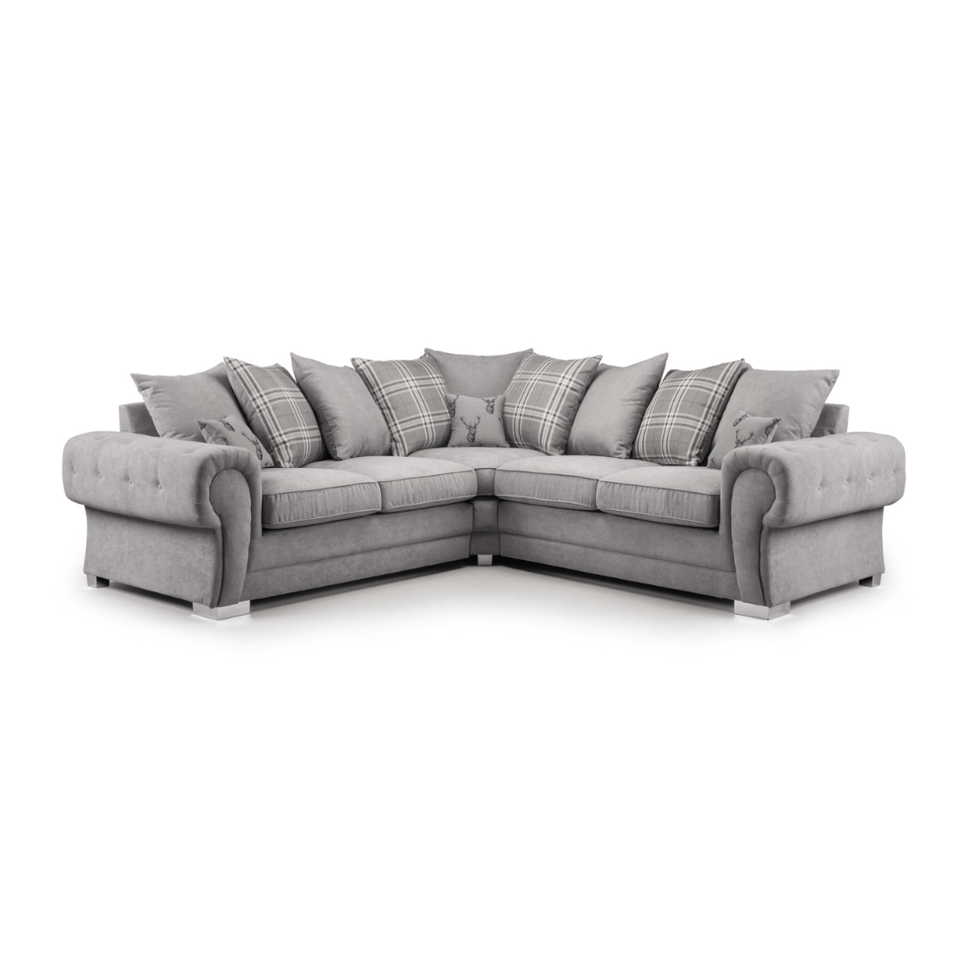 Verona Large Scatter - back Grey Corner Sofa - Furniturezone