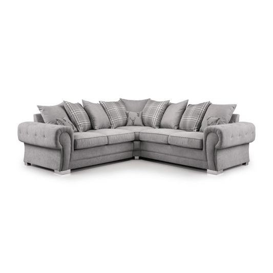 Verona Large Scatter - back Grey Corner Sofa - Furniturezone