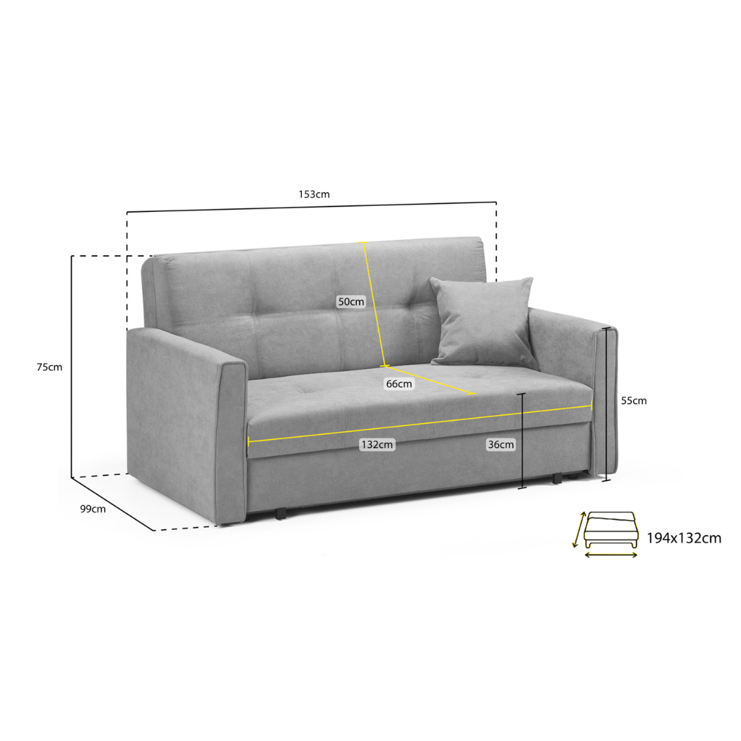 Viva Sofabed Plush Grey 2 Seater