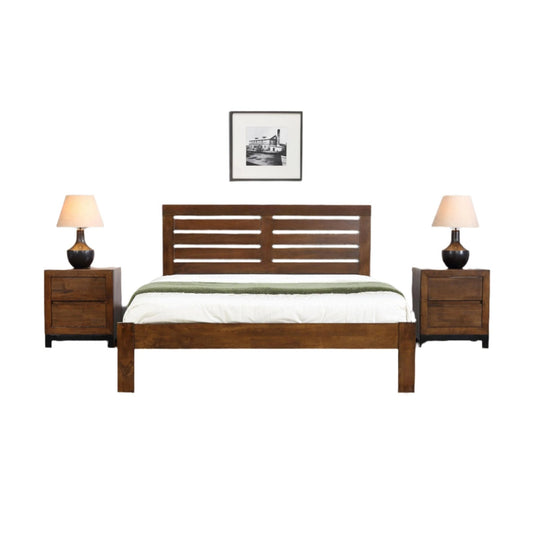 Vulcan Solid Wood Bed Frame - Rustic Oak - Furniturezone