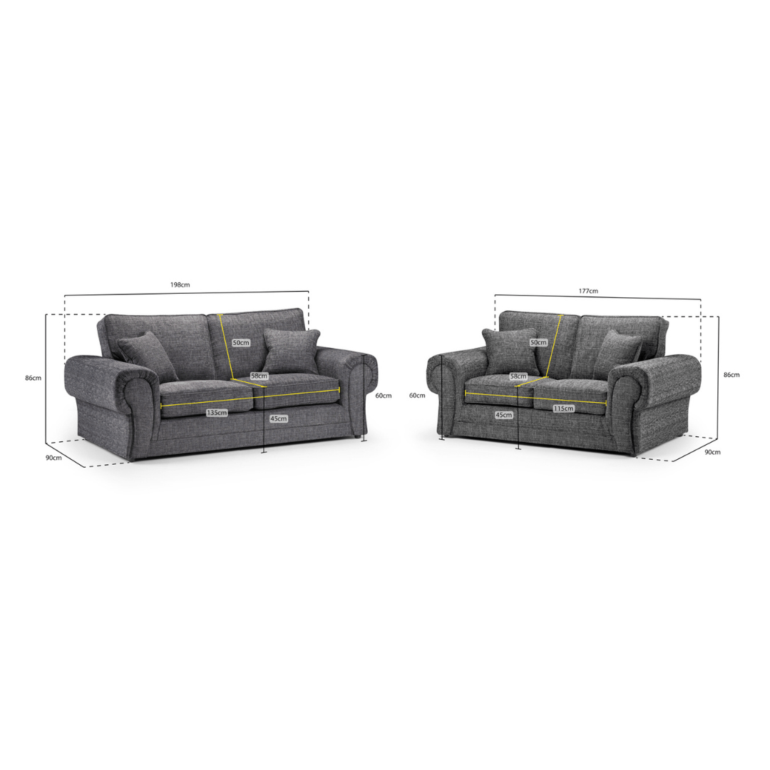Wilcot 3+2 grey Fabric Sofa Set - Furniturezone