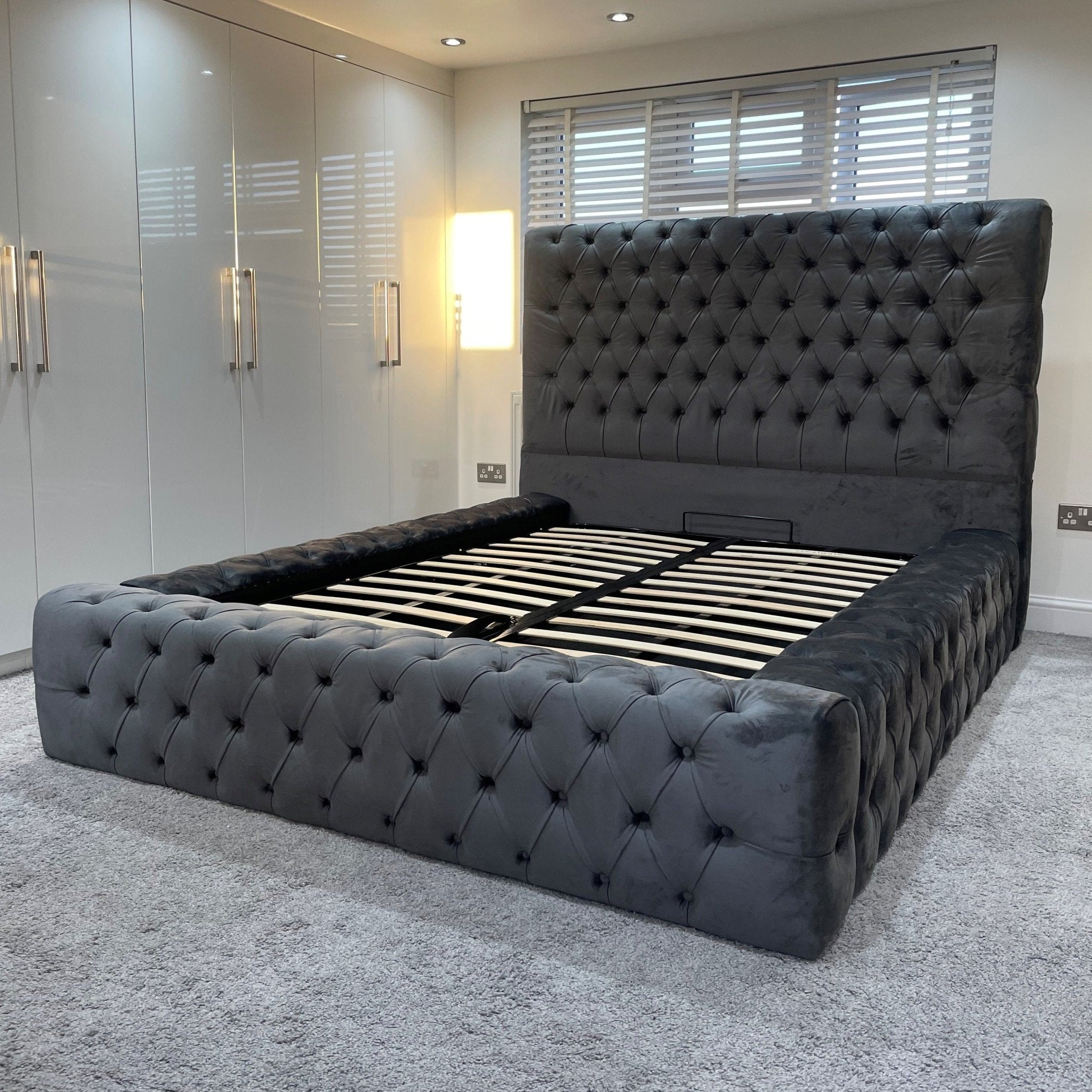 Windermere Plush Velvet Ottoman Storage Bed Frame - Furniturezone