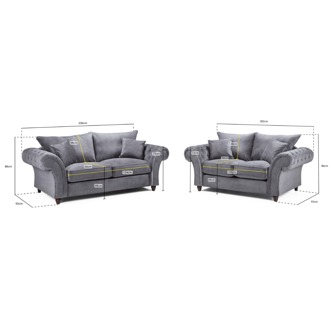 Windsor Full - back Grey 3+2 Sofa Set - Furniturezone