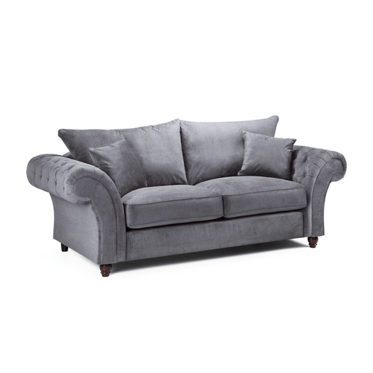 Windsor Full - back Grey Three Seater Sofa - Furniturezone