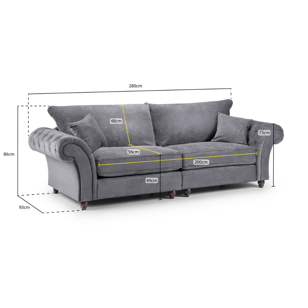 Windsor Fullback Grey Four Seater Sofa - Furniturezone
