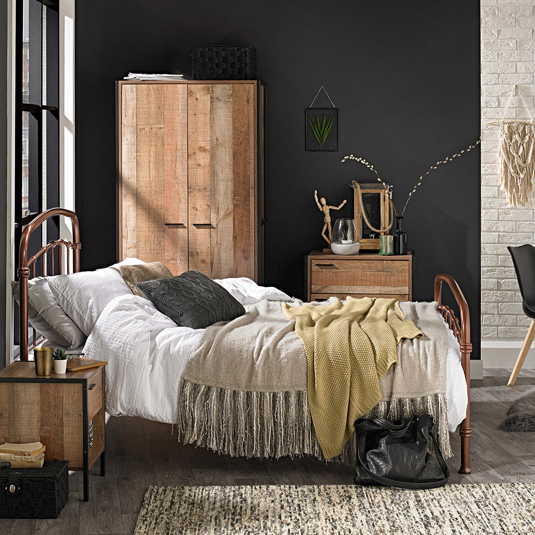 Derwent Metal Bed Frame - Copper & Black