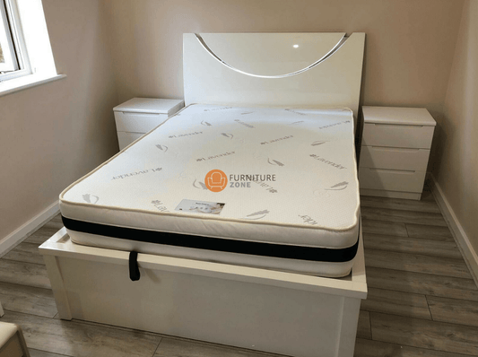 Lanell LED High Gloss Ottoman Storage Bed Frame - Furniturezone