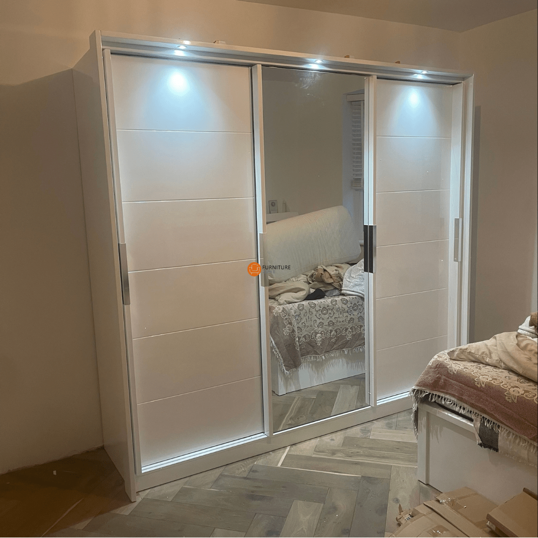 Myra High Gloss LED Sliding Wardrobe - Furniturezone