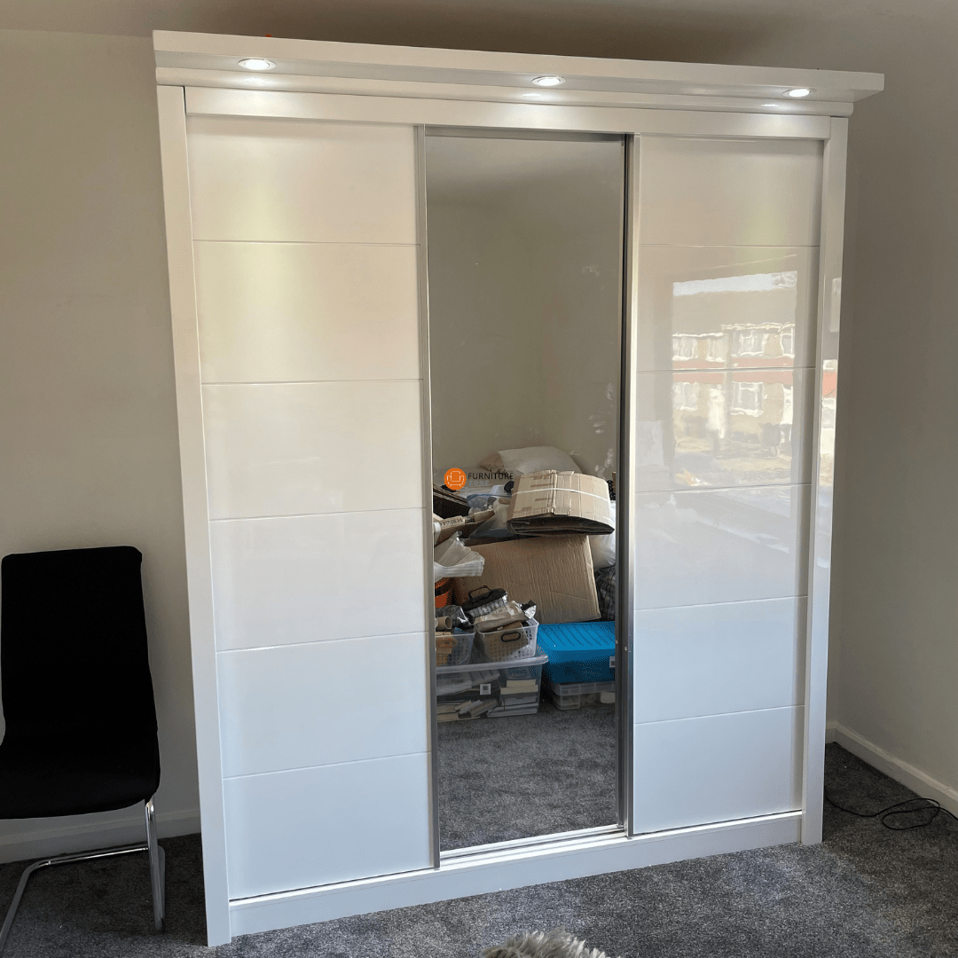 Myra High Gloss LED Sliding Wardrobe - Furniturezone