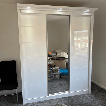 Myra High Gloss LED Sliding Wardrobe - Furniturezone