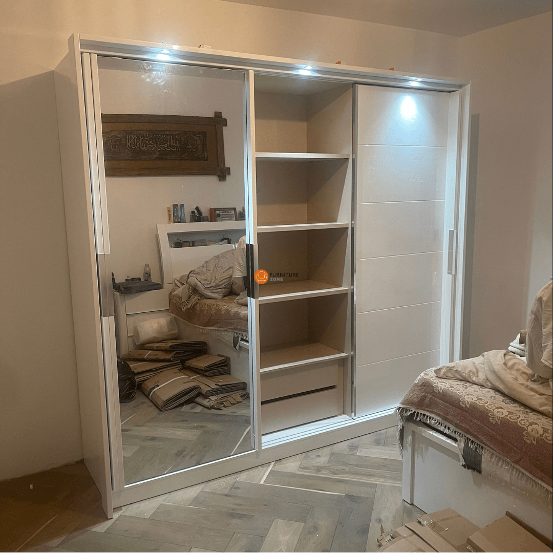 Myra High Gloss LED Sliding Wardrobe - Furniturezone