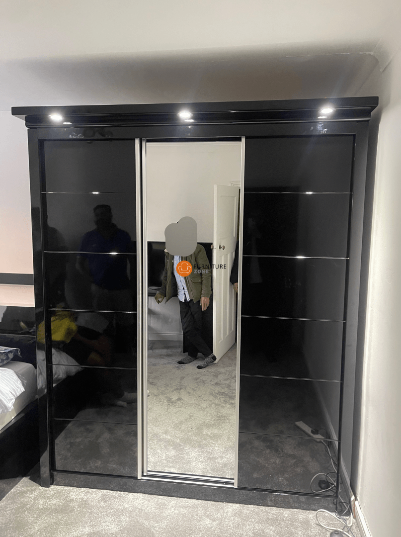 Myra High Gloss LED Sliding Wardrobe - Furniturezone