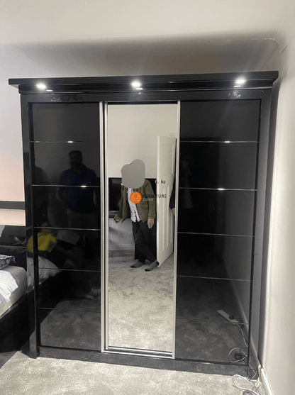 Myra High Gloss LED Sliding Wardrobe - Furniturezone